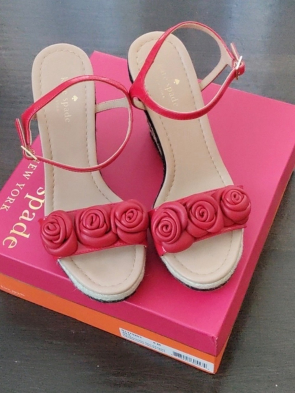 kate spade Red Rose-Embellished Ankle-Strap Sandals